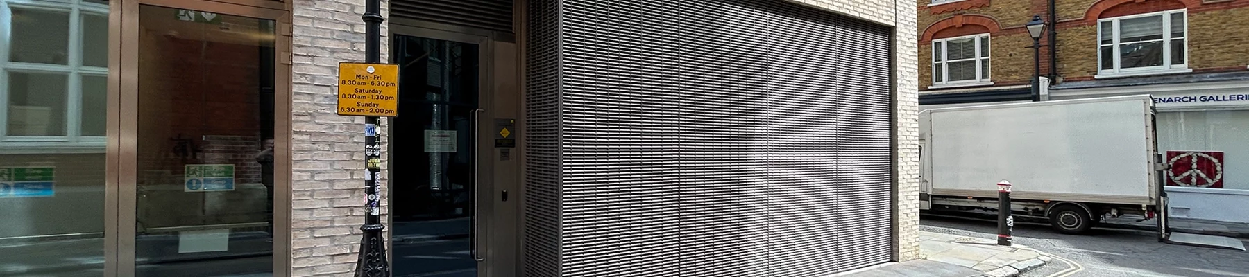 L+F DeltaBox 90 stainless steel A louvred cladding facade made from DeltaBox 90 stainless steel grating